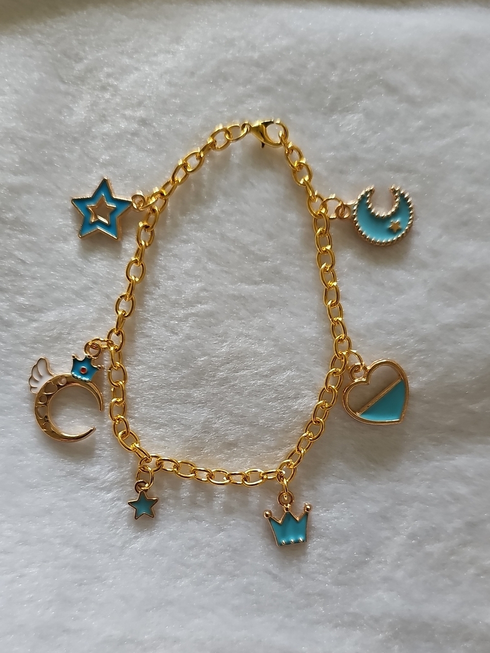 Gold-Tone Blue Enamel Charm Bracelet